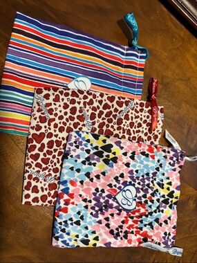 Brighton Colorful Heart & Stripe Jewelry Drawstring Pouches - Multicolor